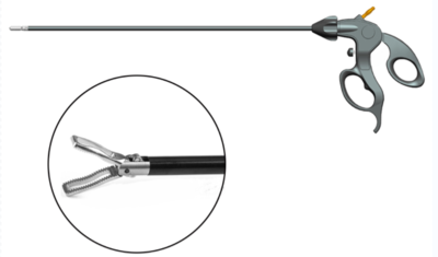 Disposable ratchet on-off atraumatic grasper A